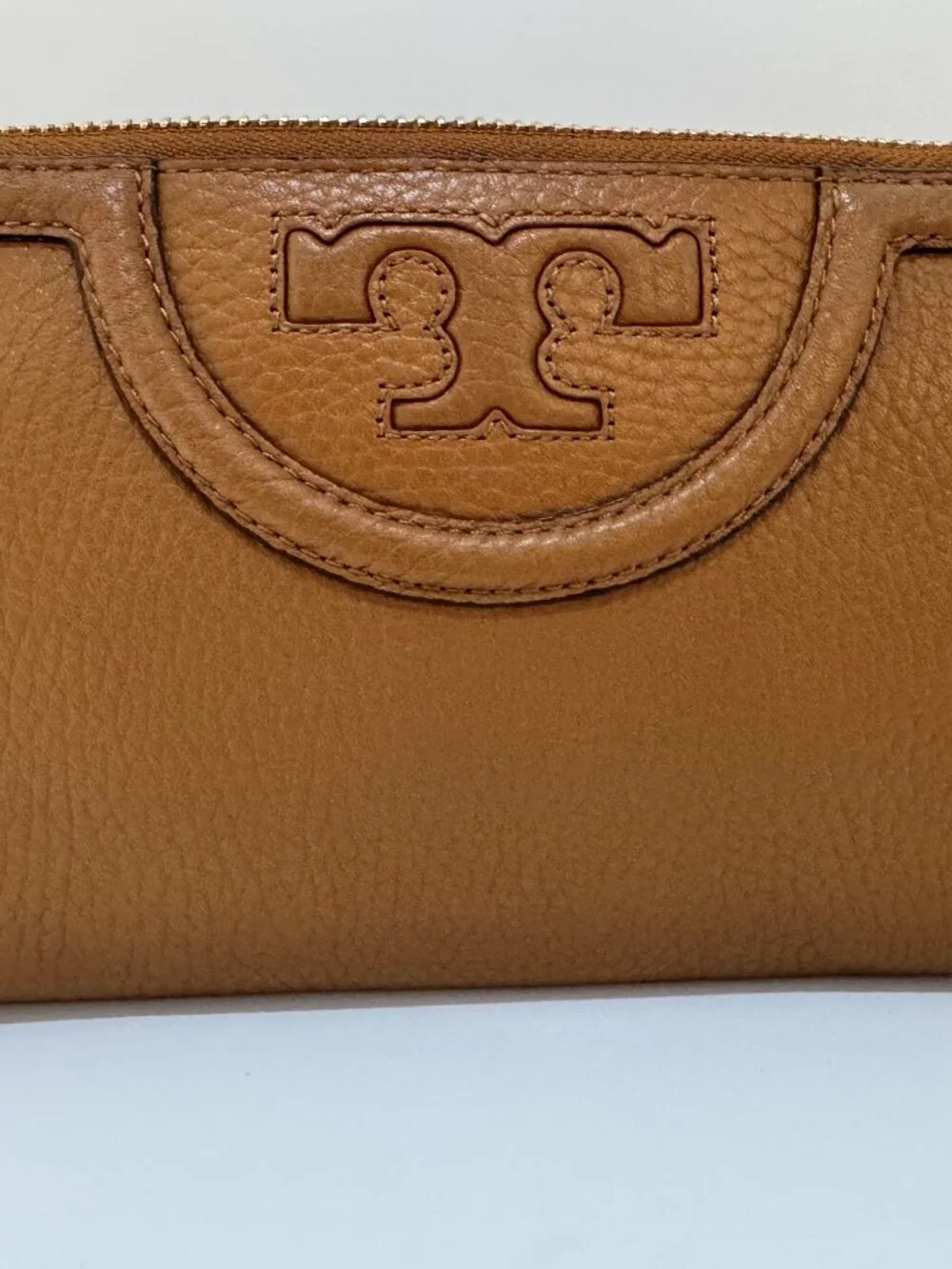 Tory Burch Bark Brown Leather Zip Around Continental Wallet NWT